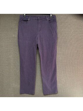 Gloria Vanderbilt Amanda Purple High-Waisted Straight-Leg Pants Size 14 Cotton